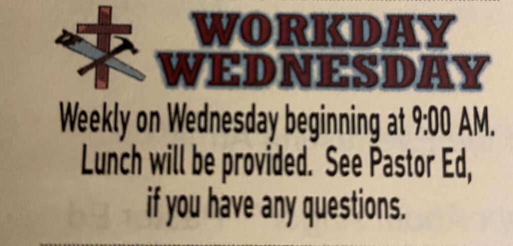 Workday WEDNESDAY Weekly at 9:00 AM